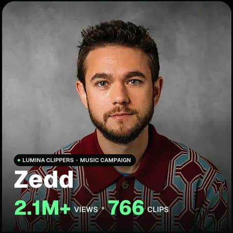 Zedd: 2.1M+ views, 766 clips