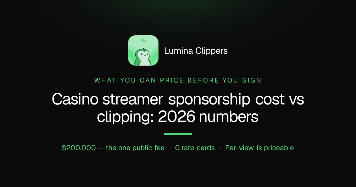 Casino Streamer Sponsorship Cost vs Clipping: What You Can Price Before You Sign